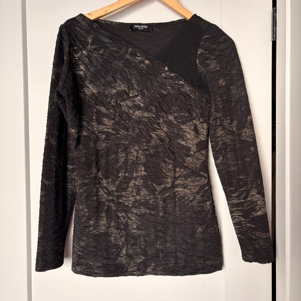Y2K Terra Nostra Black Distressed Long Sleeve Top Mesh | Grunge Whimsigoth